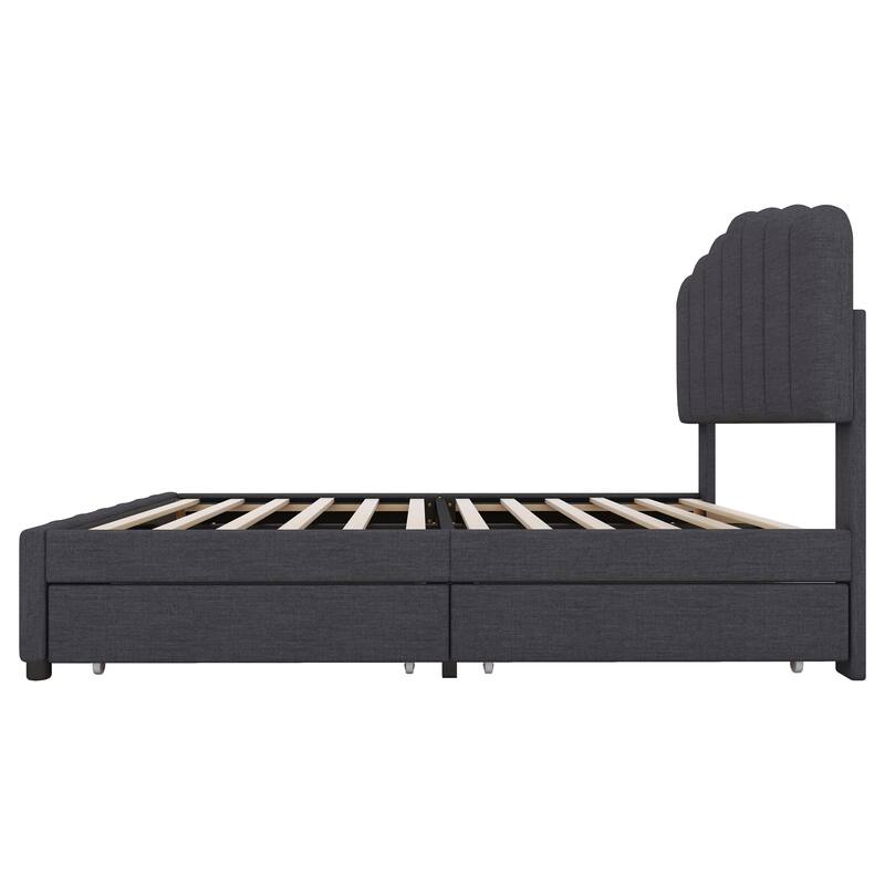 Upholstered Platform Bed with Storage Drawers