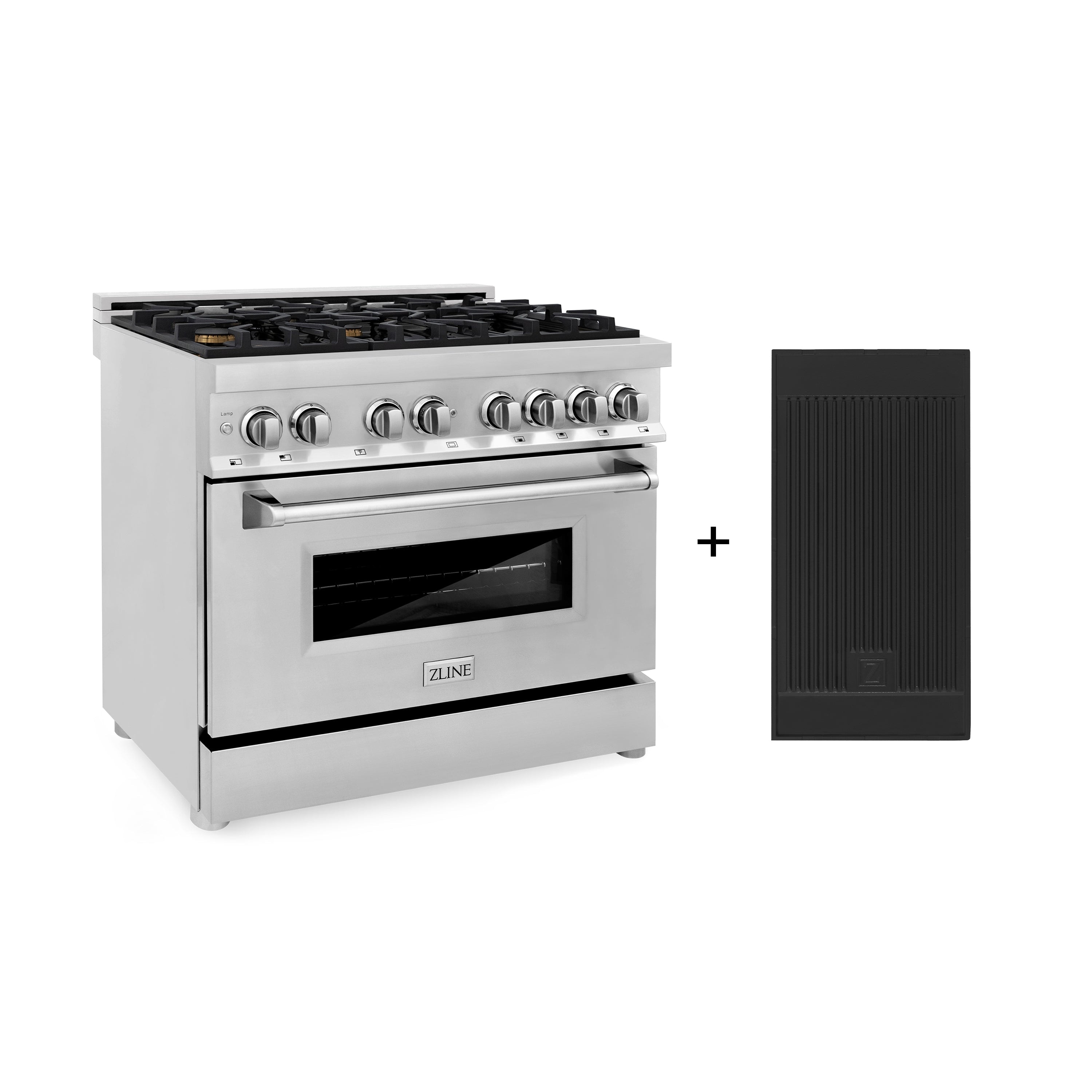 Zline Kitchen and Bath 36" 4.6 cu. ft. Electric Oven and Gas Cooktop Dual Fuel Range with Griddle in Stainless Steel