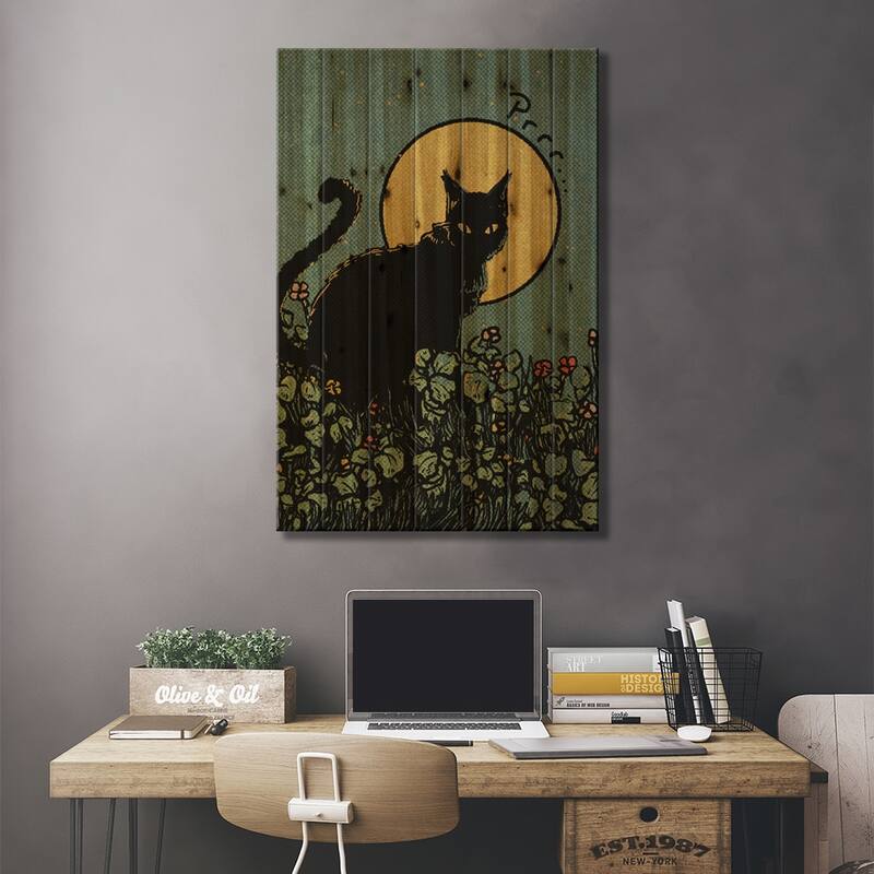Cat Print On Wood by Illunatica - Multi-Color