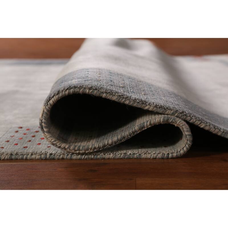 Hand Knotted Oriental 100% Wool Carpet Tribal Animal Pictorial Greys & Charcoal Gabbeh Area Rug - 7' 8'' X 5' 3''