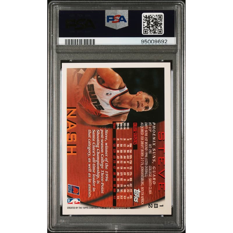 Steve Nash 1996 Topps Signed Rookie Card #182 Auto Graded PSA 10 95009692 - 8'6" x 11'6"