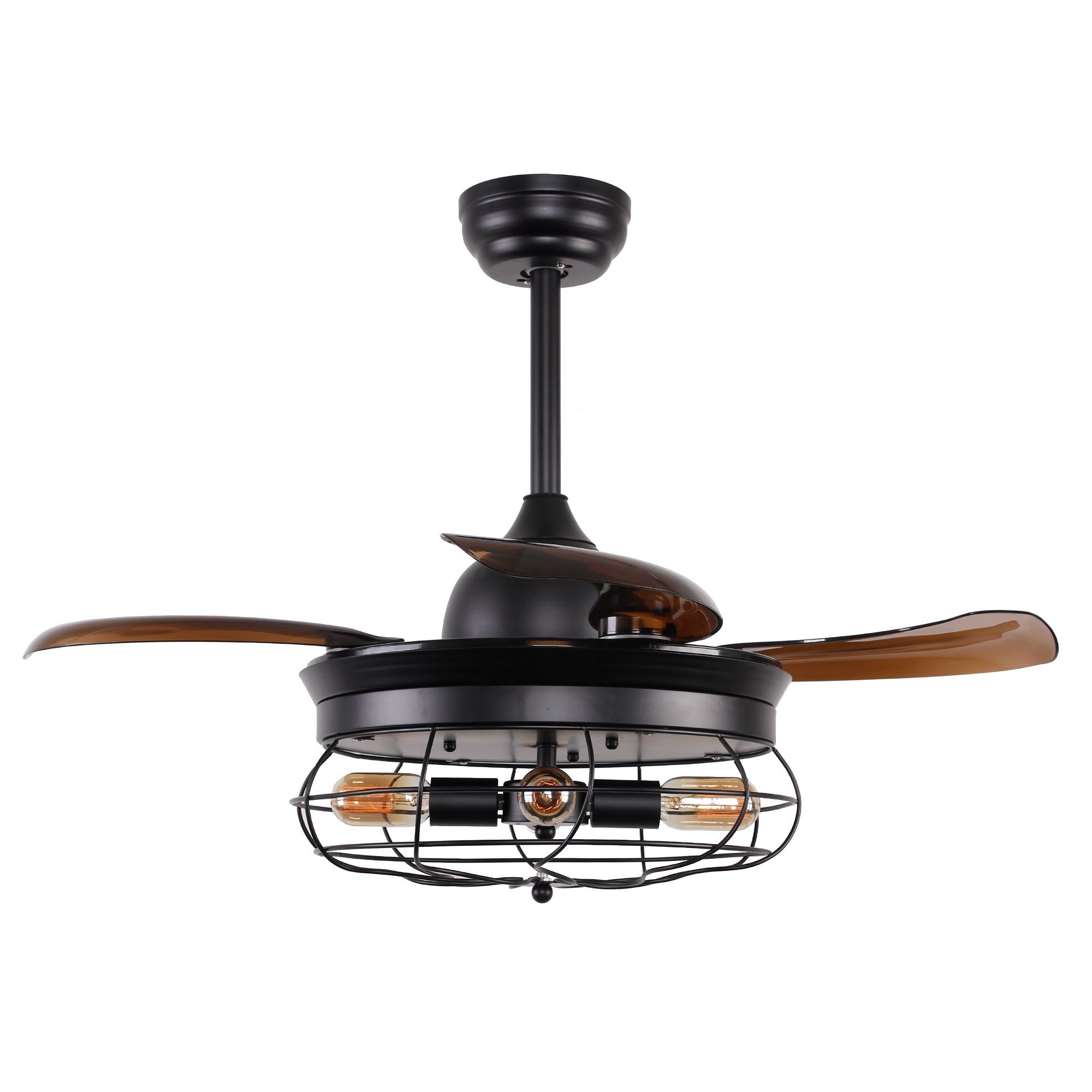 Industrial Black 34 Inch Foldable 4 Blades Iron Ceiling Fan