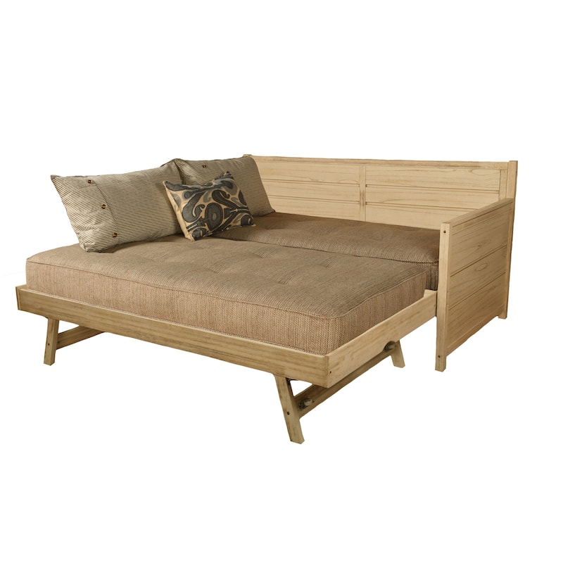Somette Marisa Daybed with Pop Up Trundle in Weathered White with Mattresses