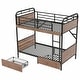 preview thumbnail 6 of 13, Twin XL Metal Bunk Bed with LED Light, Charge Station, and Storage Drawers