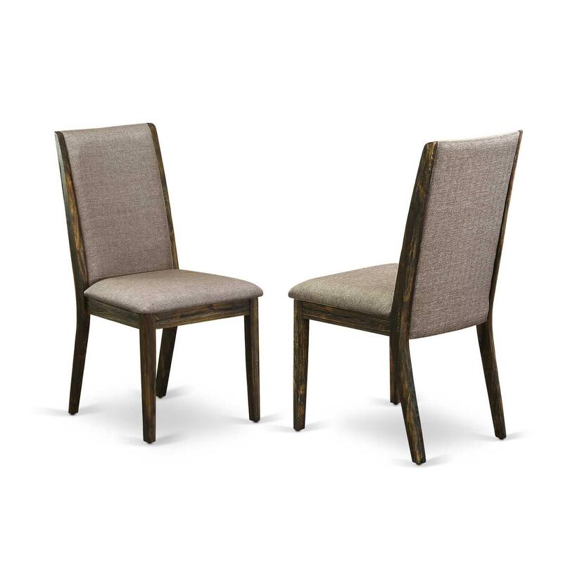 7-Piece Dining Set - Linen Fabric Chairs & Distressed Table - Modern Dining Room Furniture Set - 92