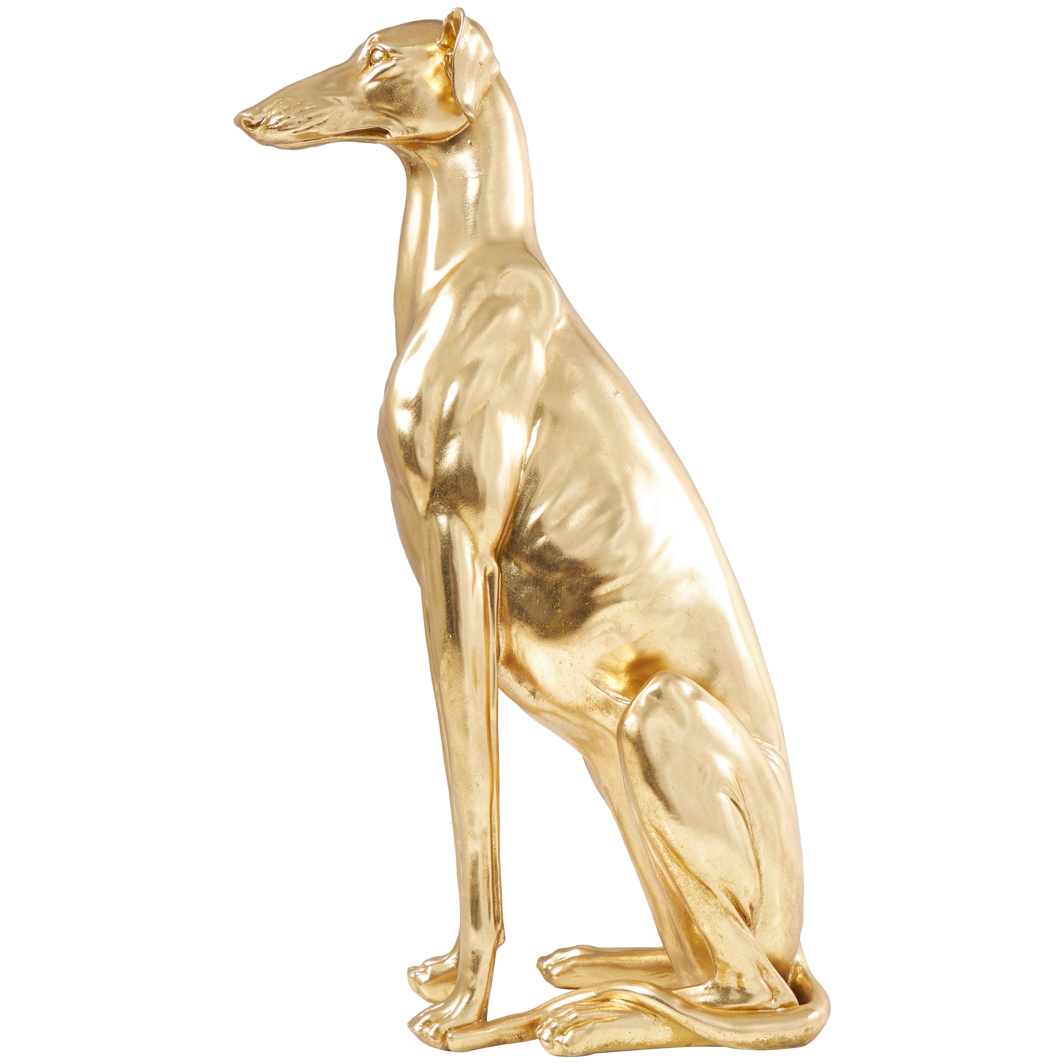 Gold Resin Sitting Greyhound Dog Decorative Sculpture