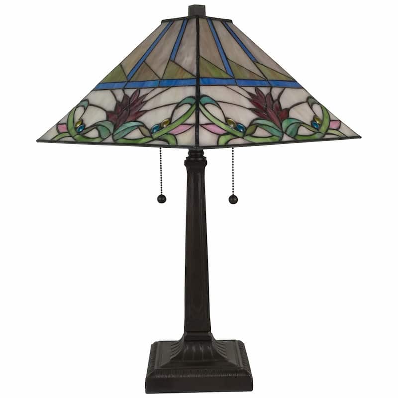 HomeRoots 22" Dark Brown Metal Two Light Candlestick Table Lamp With White Empire Shade - 21' X '22' X '11