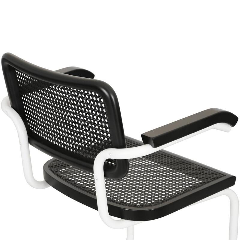 Breuer Chair Company Marcel Breuer Cesca Cane Cantilever Armchair Arm Chair w/ White Steel Frame (Various Wood & Cane Colors)