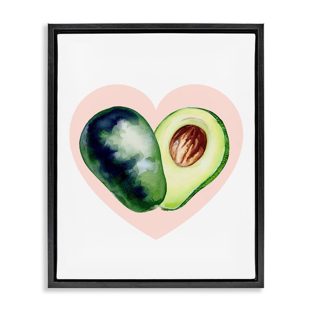 Stupell Heart Shaped Avocado Framed Floater Canvas Wall Art Design By Lil' Rue