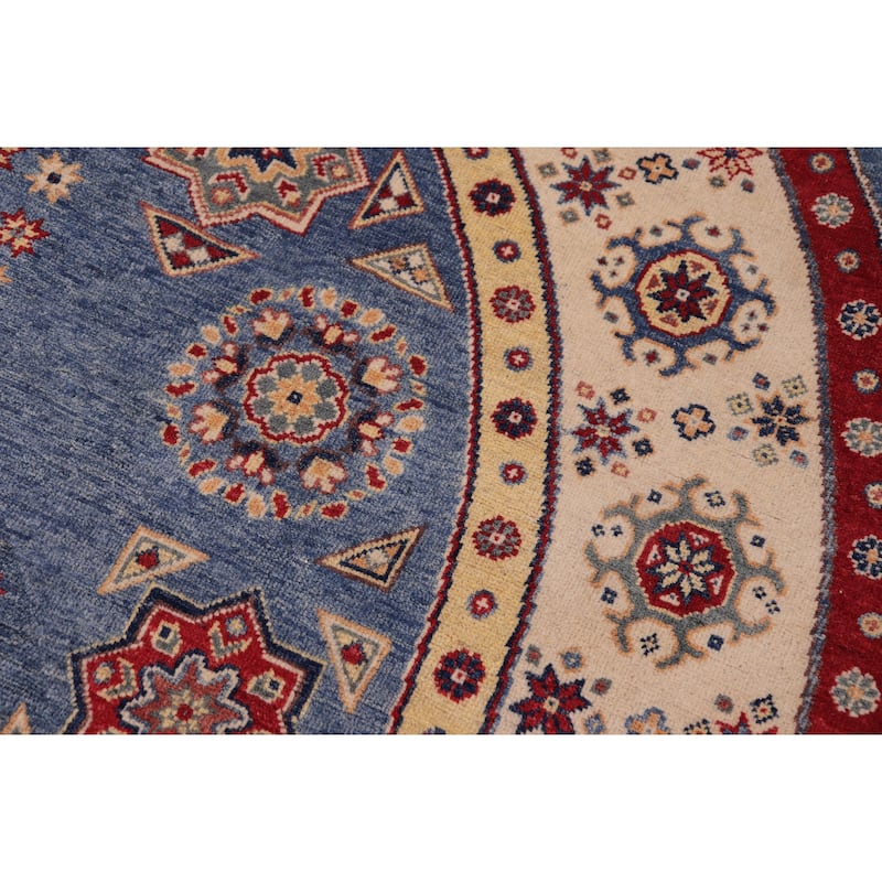 Tribal Kazak Jazmine Light Blue/Beige Wool Round - 8'0'' x 8'0''