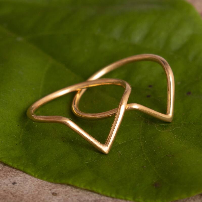 Novica Handmade Wedding Dreams Gold Plated Cocktail Rings (Pair)