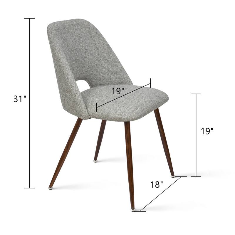 Upholstered Cutout Back Dining Chair with Walnut Leg(Set of 4)