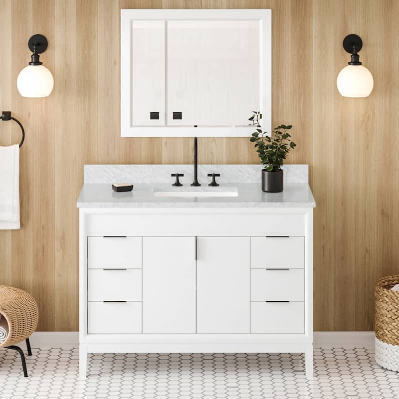 Jeffrey Alexander VKITTHE48R-MARBLE Theodora II 48" Free Standing - White / White Carrara