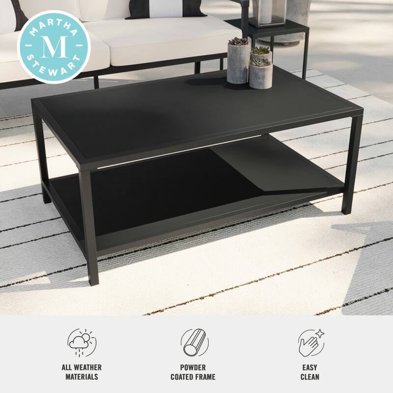 Martha Stewart All-Weather Steel Patio Outdoor Coffee Table - 26"W x 43.25"D x 18"H