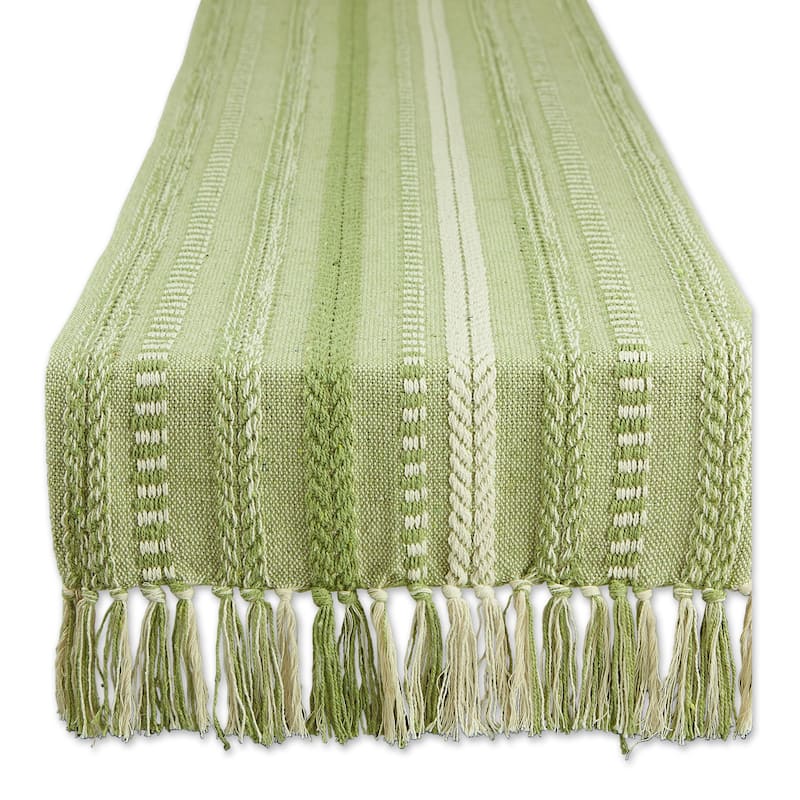 DII Black Braided Stripe Table Runner - 15x108" - Antique Green