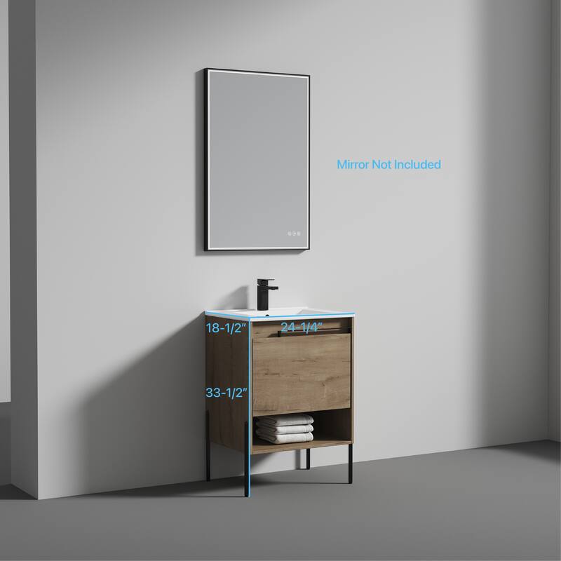 Blossom Turin 24 Inch Freestanding Bathroom Vanity with Ceramic Sink