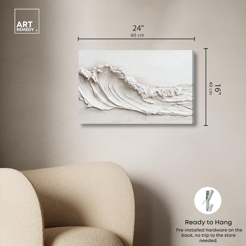 Wave on White Canvas by Art Remedy, Gallery Wrapped