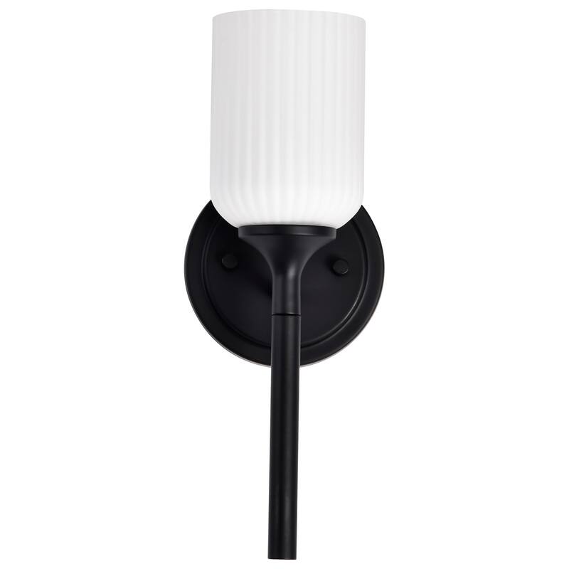 Solara 1 Light Wall Sconce Matte Black Finish Frosted Ribbed Glass - Matte Black