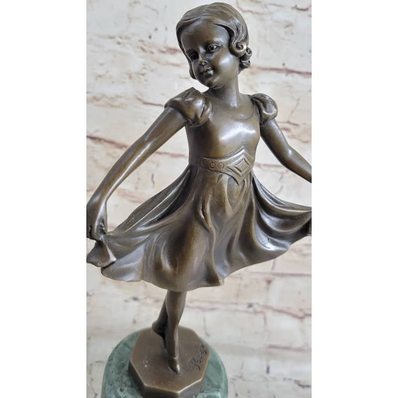Signed:Preiss,Bronze Statue Little Ballerina Girl Dancer Bronze Sculpture Figure