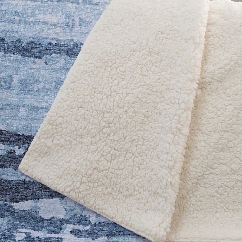Premium Machine Washable ASB75 Ombre Stripes Sherpa Throw Blanket