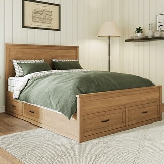 Queen Size Wood Storage Bed Frame - 6 Drawers - Platform Bed - Seadrift ...