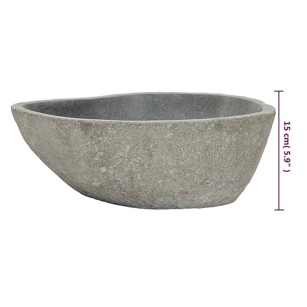 dimension image slide 0 of 3, vidaXL Bathroom Basin, (14.6-18.1)x(11.4-14.2)x4.5 Inches, River Stone