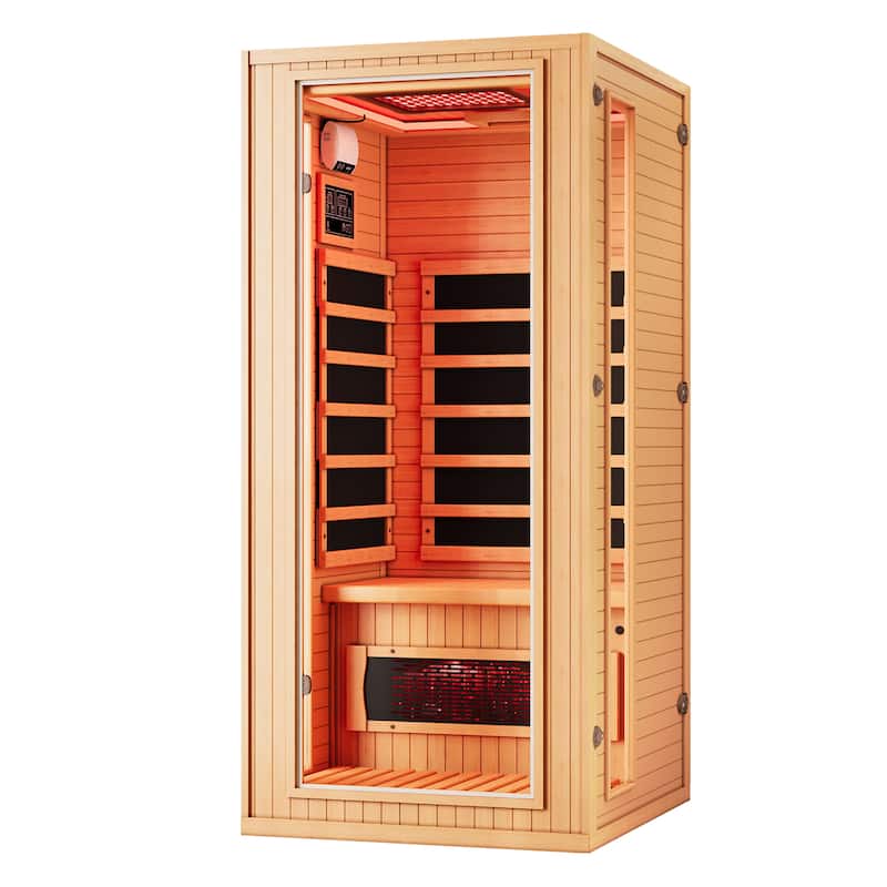 Hemlock Infrared Sauna with Red Light Therapy - Beauty Lamp & 15-Min Fast Warm-Up