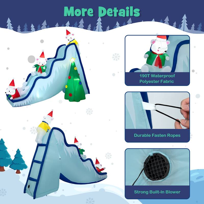 Costway 7.5FTInflatable Polar Bear Slide Scene Decoration, Blowup - See Details