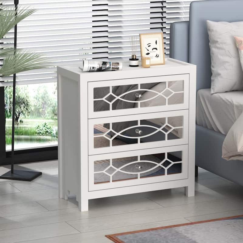 26"W Chest, Mirrored Nightstand, Side Cabinet,Beside Table