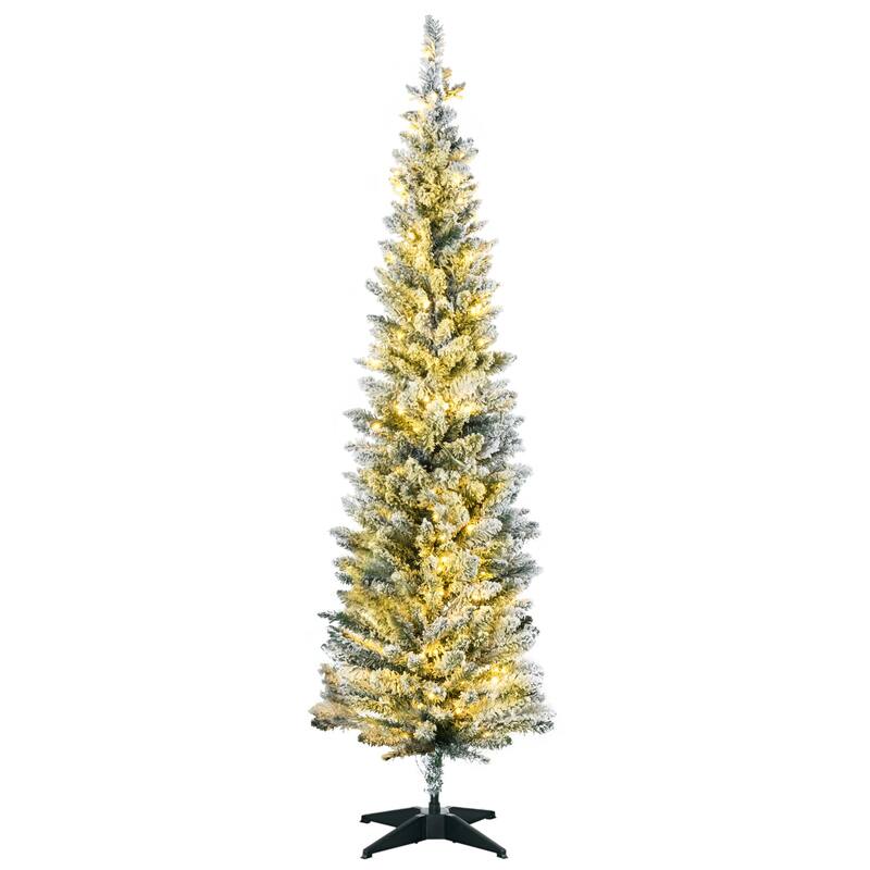 6' Tall Pre-Lit Slim Noble Fir Artificial Christmas Tree with 170 Warm White LED Lights and 390 Tips - Green - Green