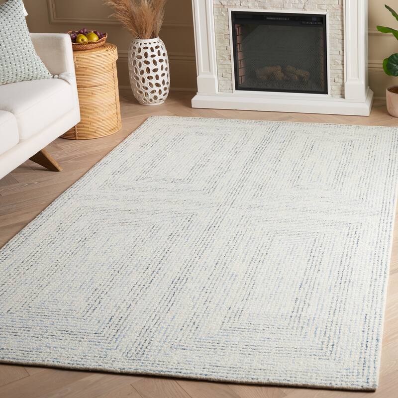 SAFAVIEH Handmade Abstract Garan Modern & Contemporary Wool Rug - 5' x 8' - Ivory/Blue