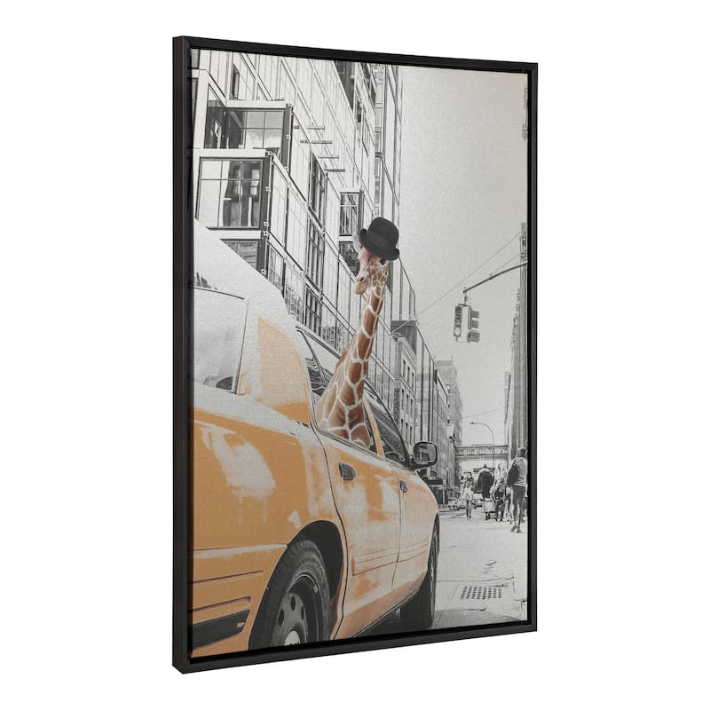 Kate and Laurel Sylvie Giraffe in New York Canvas by July Art Prints
