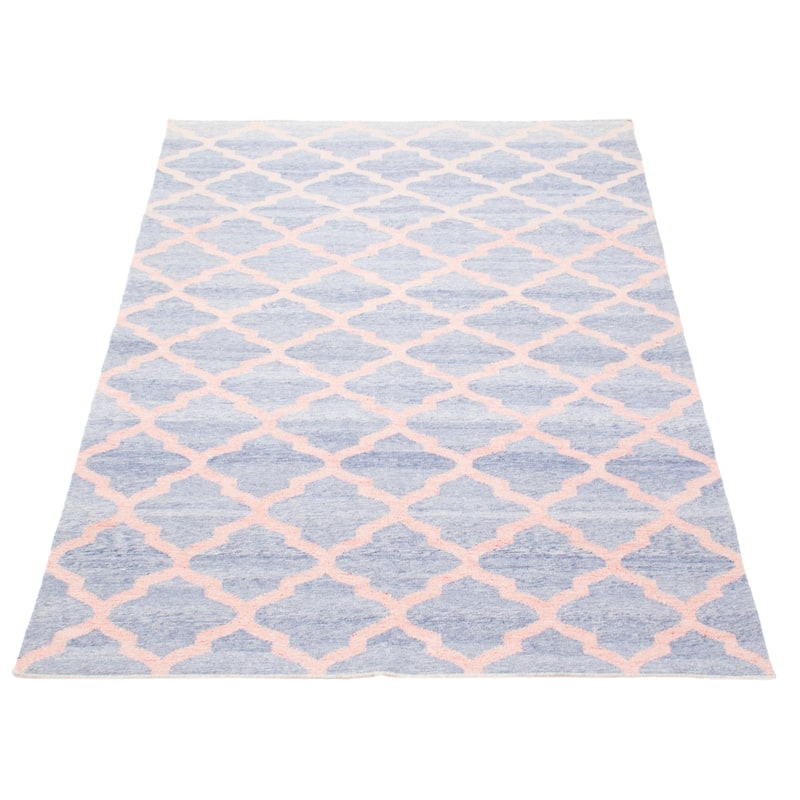 ECARPETGALLERY Flat-Weave Ankara FW Light Denim Blue Wool Kilim - 5'2 x 7'10