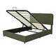 preview thumbnail 22 of 35, Upholstered Queen Hydraulic Storage Bed with RGB LED Light - Elegant Green Velvet Design