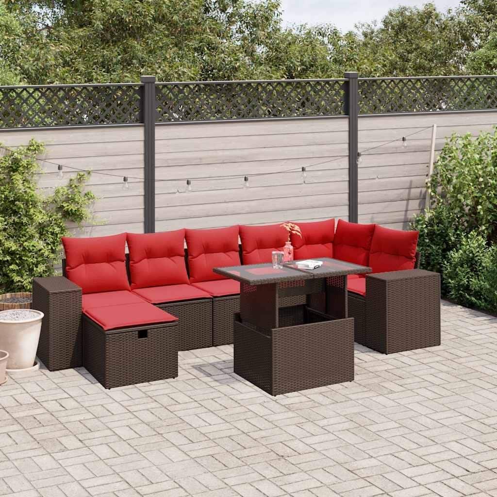 vidaXL Patio Sofa Set with Cushions Sectional Couches 8 Piece Poly Rattan - 24.4 x 24.4 x 27.2