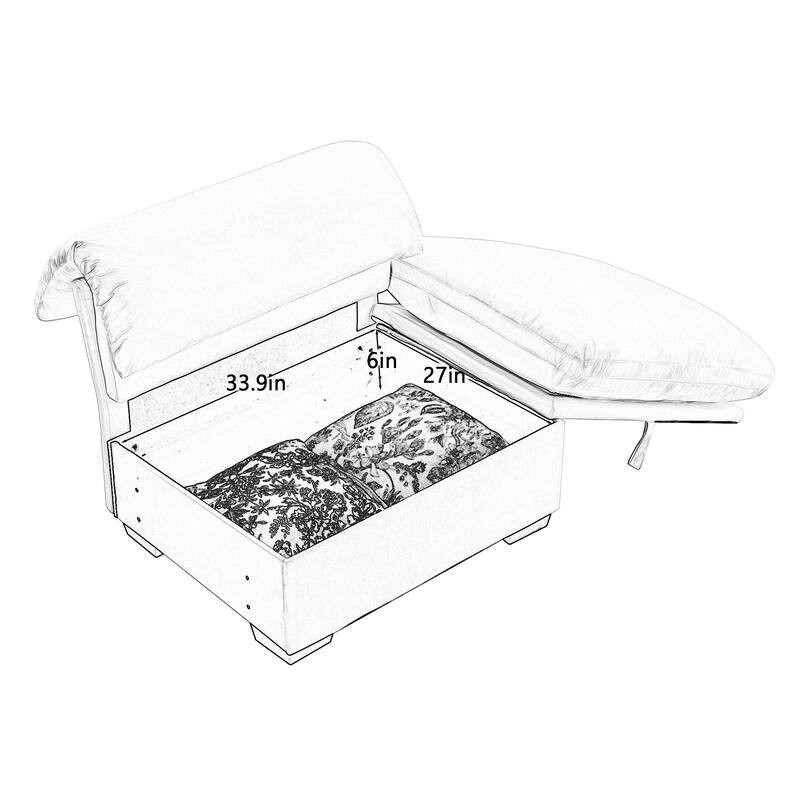 3 Deep Seat L-Shaped Modular Storage Sofa with 1 Storage Ottomans