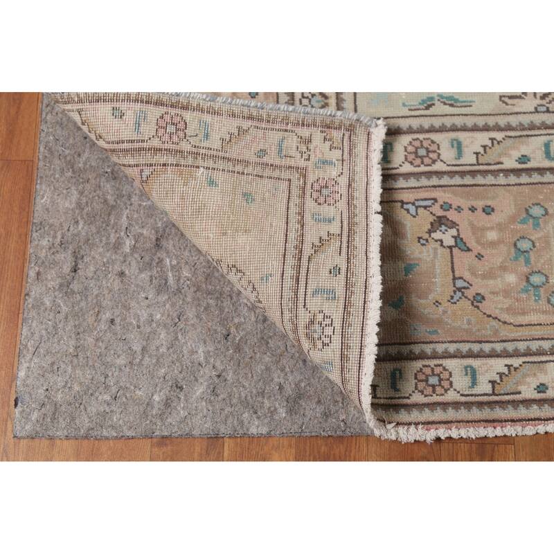 Pink Geometric Tabriz Persian Vintage Area Rug Handmade Wool Carpet - 8'8"x 11'2"