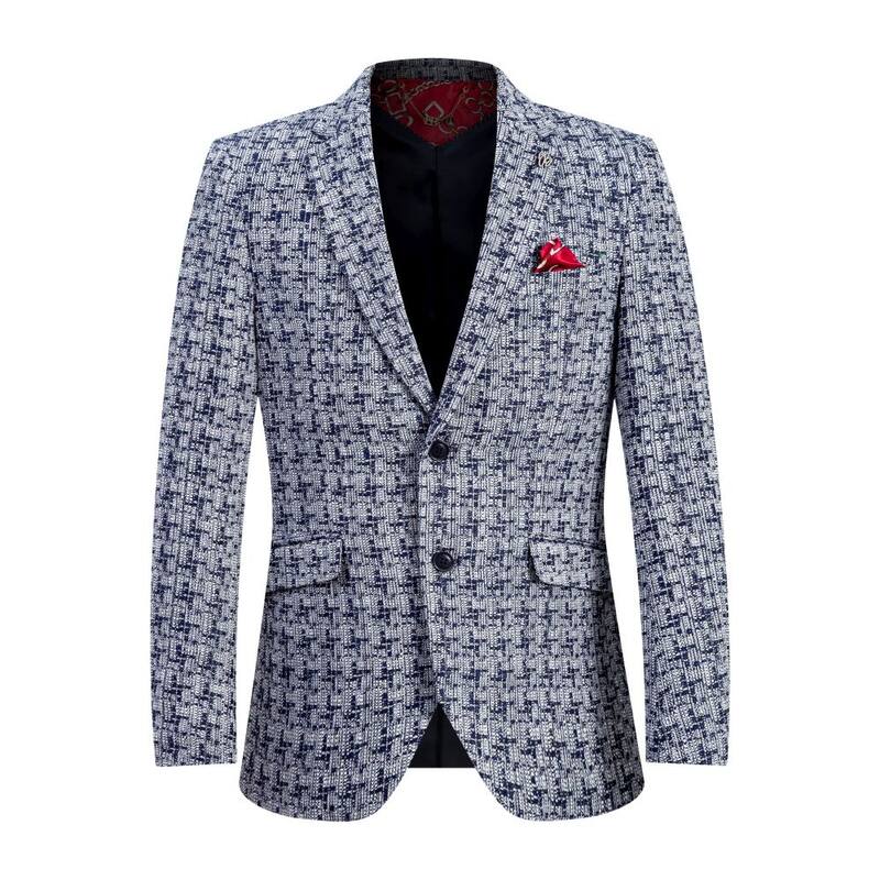 Elie Balleh Boys' Navy Slim Fit Houndstooth Blazer