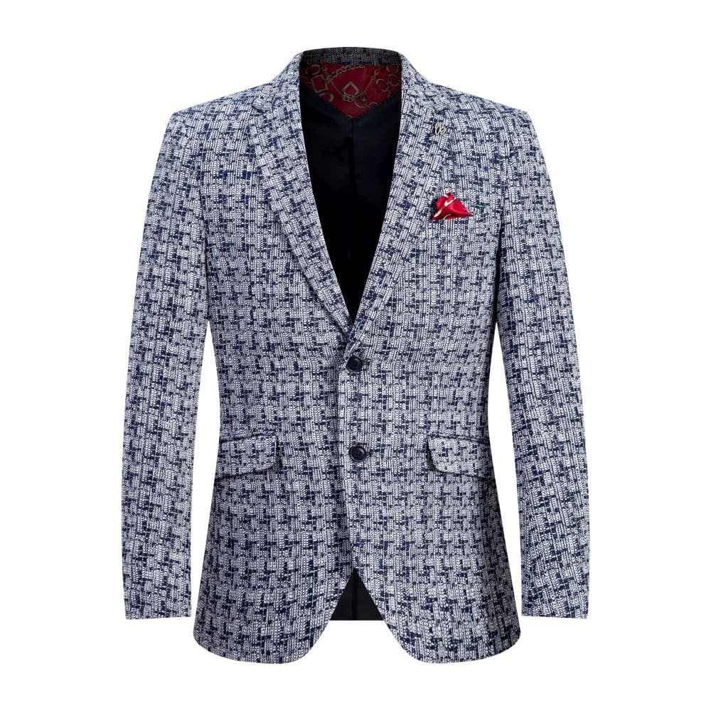 Elie Balleh Boys' Navy Slim Fit Houndstooth Blazer