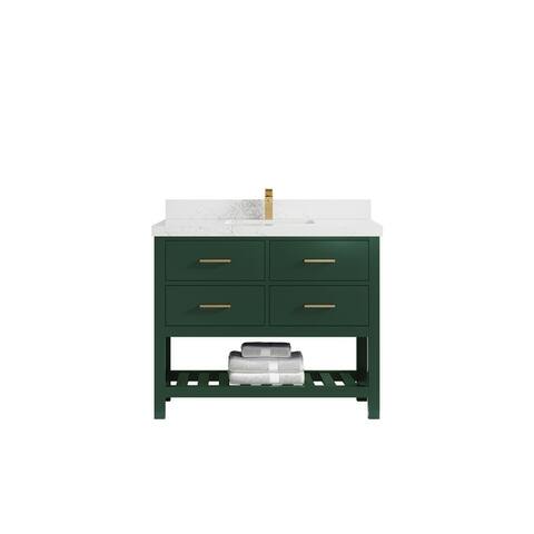 Willow Collections 42 x 22 Parker Single Bowl Sink Bathroom Vanity with 2 in Quartz