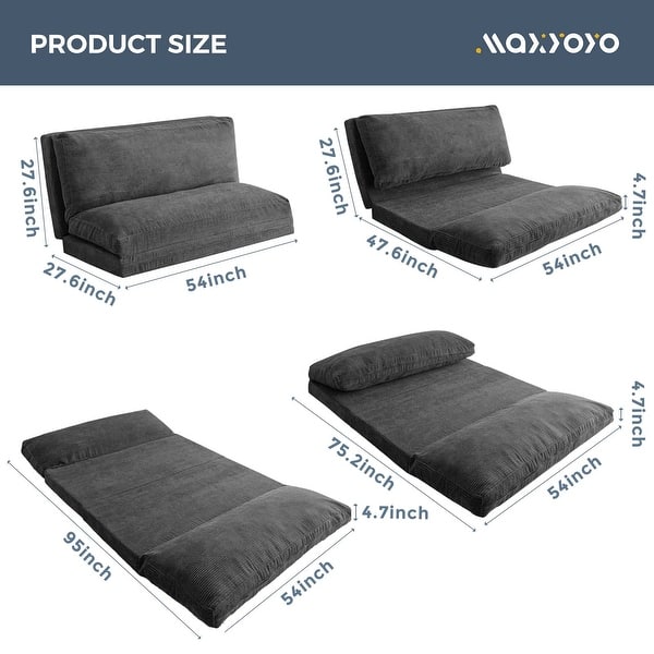 dimension image slide 30 of 31, Corduroy Bean Bag Folding Sofa Bed