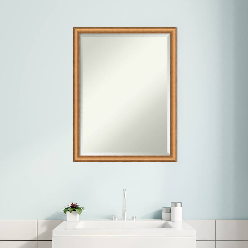 Salon Scoop Beveled Wood Framed Bathroom Vanity Wall Mirror