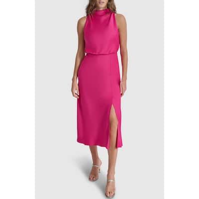 DKNY Draped Satin Midi Dress