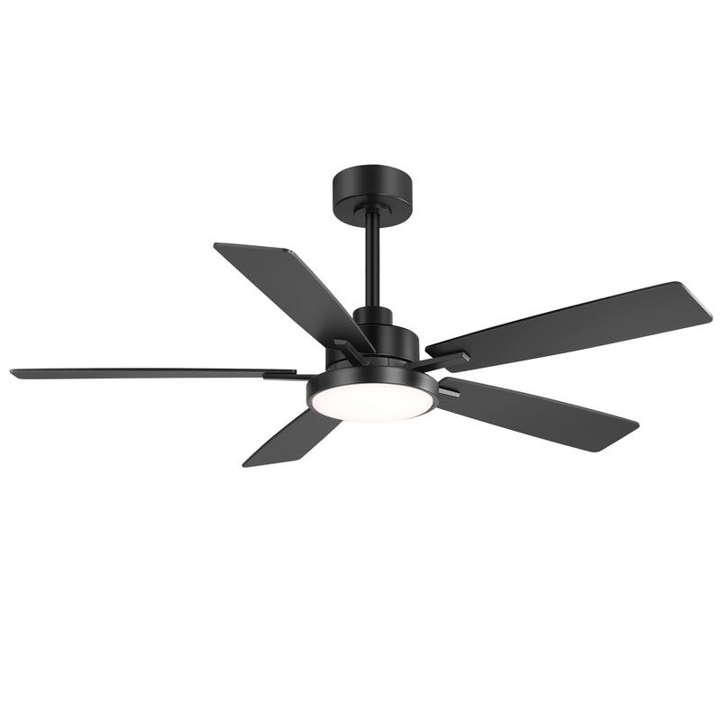 52" Black 5-Blade Integrated LED Ceiling Fan with Light and Remote