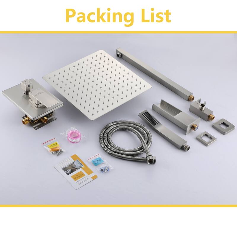 3-Function 10/12-In Wall Mounted Shower System with Handheld Shower