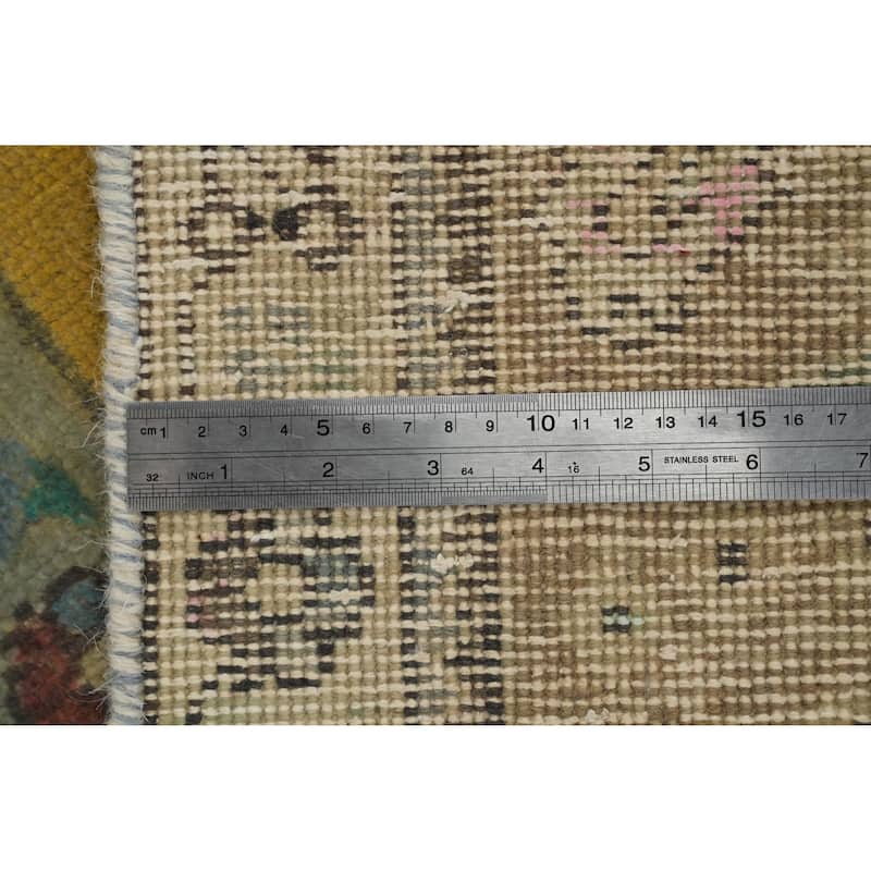 Hand Knotted Oriental 100% Wool Carpet Traditional Floral Yellow & Gold Tabriz Area Rug - 9' 10'' X 6' 7''