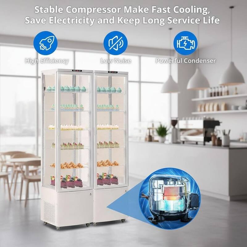 10.5 Cu.Ft Rolling Commercial Refrigerator Display Case, With LED Light