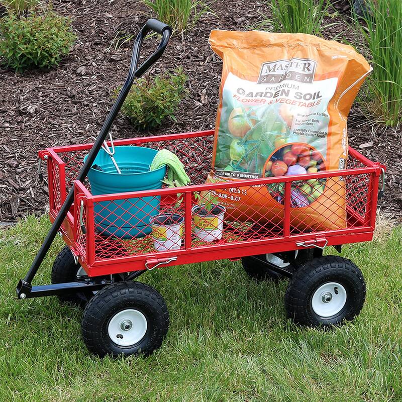 Steel Garden Cart Tools Cart with Removable Sides, 550 lb Capacity - 34" W x 18" D x 22" H