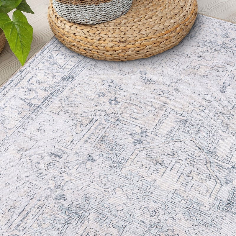 World Rug Gallery Vintage Inspired Distressed Machine Washable Area Rug