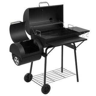 Barrel Charcoal Grill With Offset Smoker And Warming Rack Outdoor BBQ Grill For Backyard Patio Parties - N/A